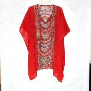 Colorful Sheer Tunic (Size: OS)